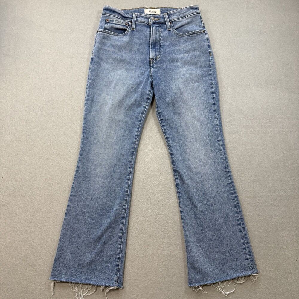 Madewell Stretch Flare Crop Jeans Size 27 Light Wash Raw Hem Women's